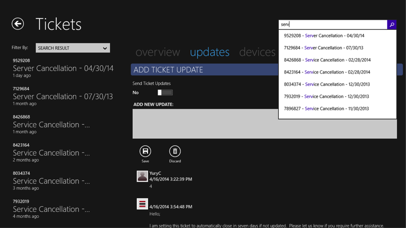 SoftLayer Mobile for Windows 8.1