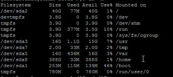 Log into your server as the root user type: df -h