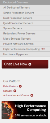 SoftLayer Homepage Side Nav