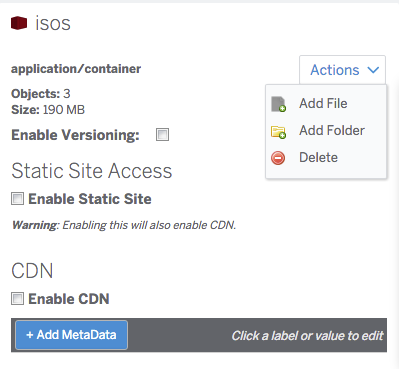 Figure 6: Actions Menu